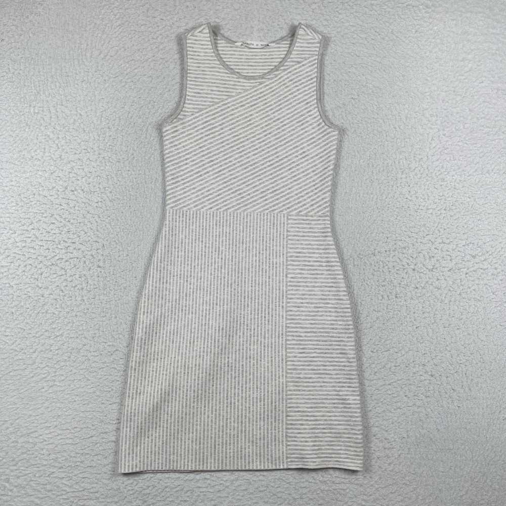 Athleta Dress Womens XS‎ Gray White Striped Casual Travel Vacation Sweater Tank